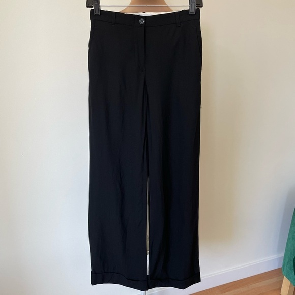 Moschino Vintage Wool Blend Mid Rise Wide Leg Cuffed Trouser Dress Pant EUC Sz 4 - Picture 1 of 11